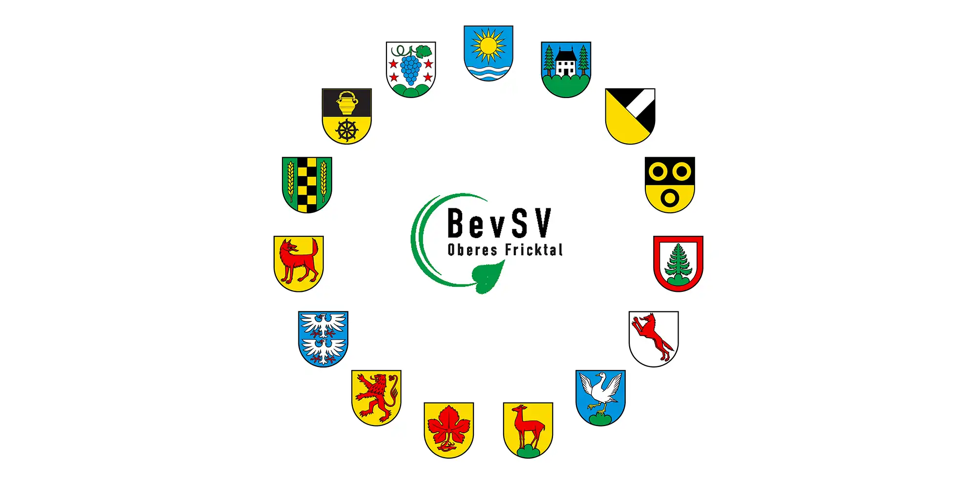Logo des BevSV Oberes Fricktal mit den Wappen der Verbandsgemeinden