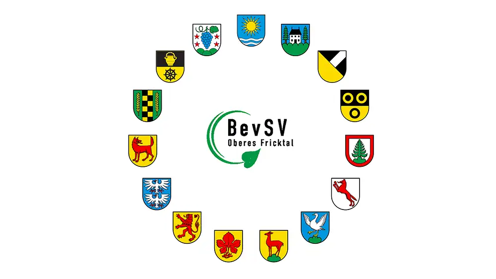 Logo des BevSV Oberes Fricktal mit den Wappen der Verbandsgemeinden